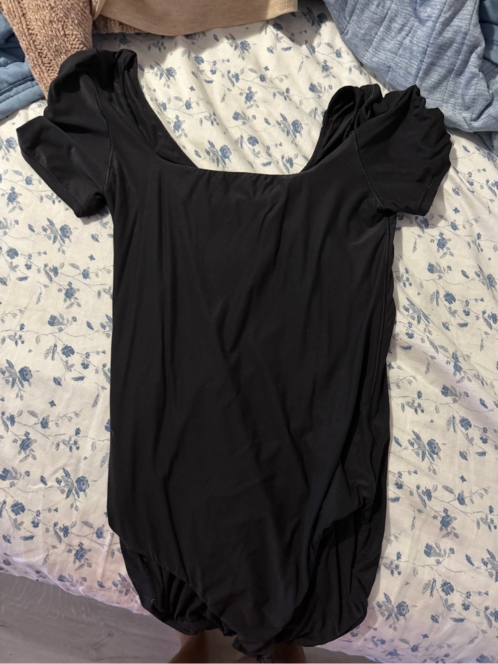 aerie Black Scoop Neck Short Sleeve Bodysuit